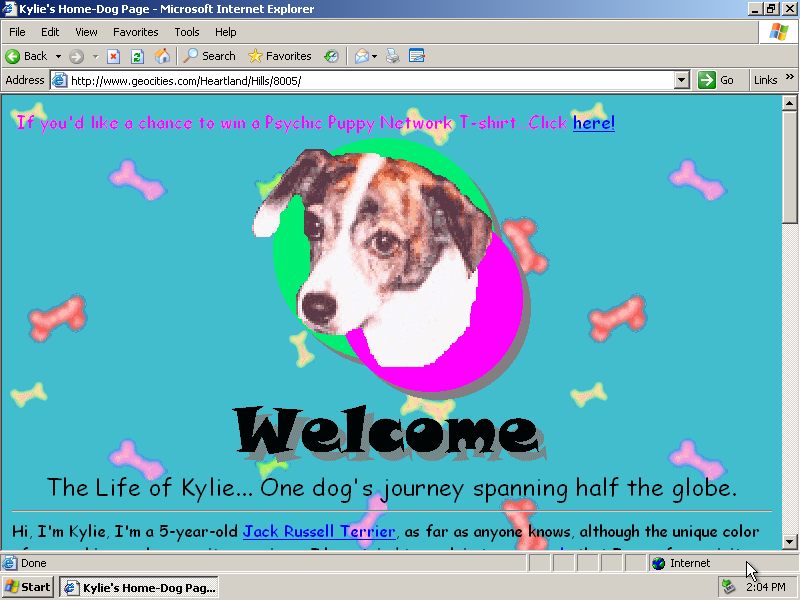 A GeoCities homepage