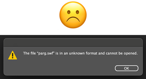A sad SWF file icon